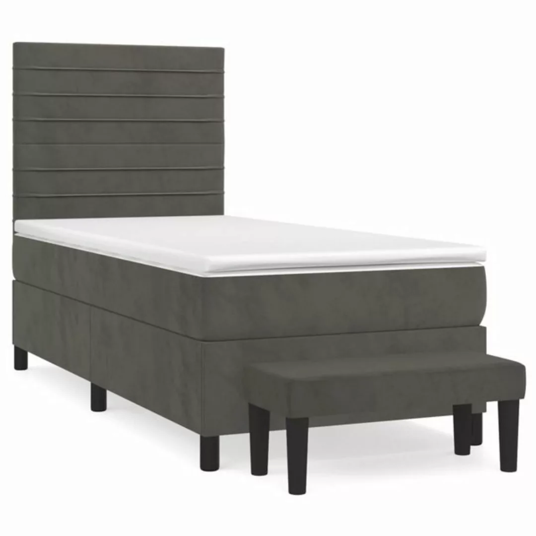 vidaXL Bett Boxspringbett mit Matratze Dunkelgrau 90x190 cm Samt günstig online kaufen