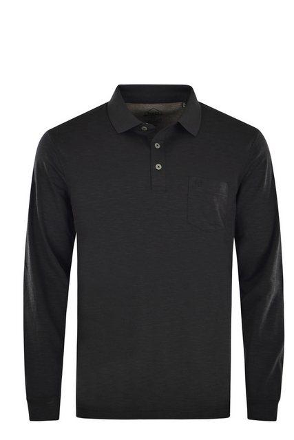 Hajo Langarm-Poloshirt H Softknit Polo Flammengarn schwarz günstig online kaufen