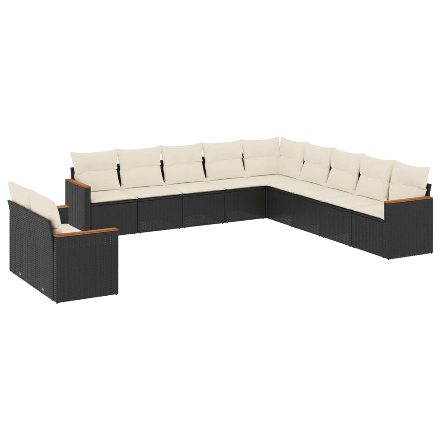 vidaXL 11-Tlg Garten-Sofagarnitur mit Kissen Schwarz Poly Rattan 3226126 günstig online kaufen