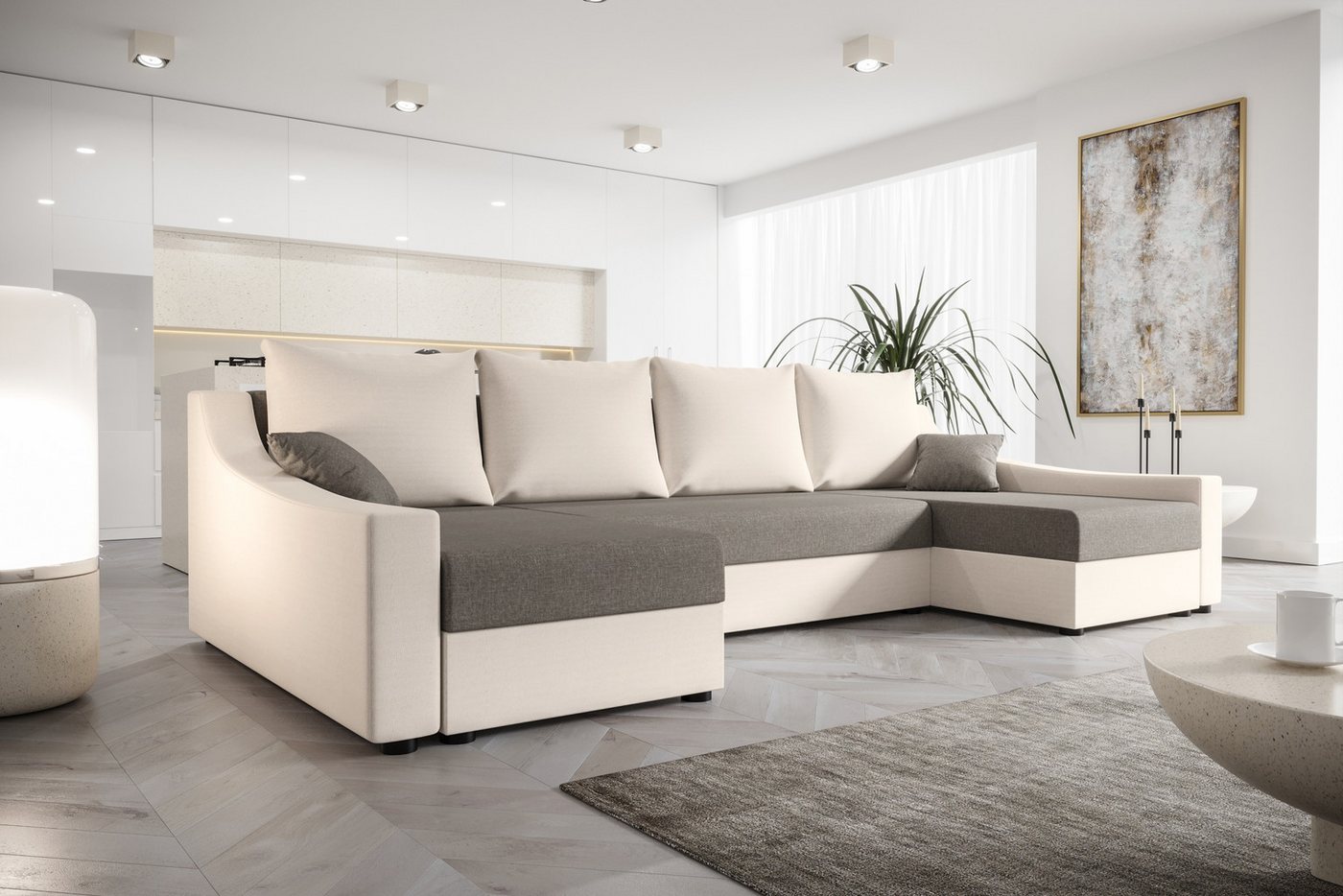 ALTDECOR Wohnlandschaft ONTARI-U, Couch mit Schlaffunktion, Wohnzimmer - Wo günstig online kaufen