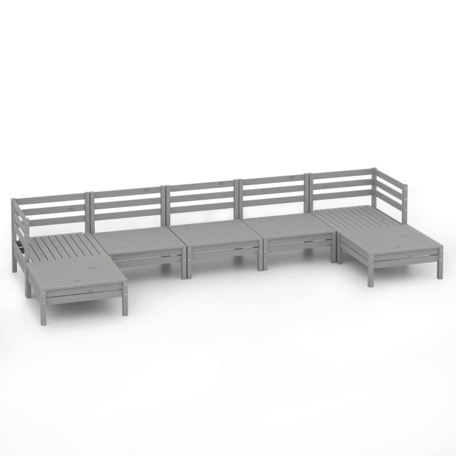 7-tlg. Garten-lounge-set Grau Massivholz Kiefer günstig online kaufen