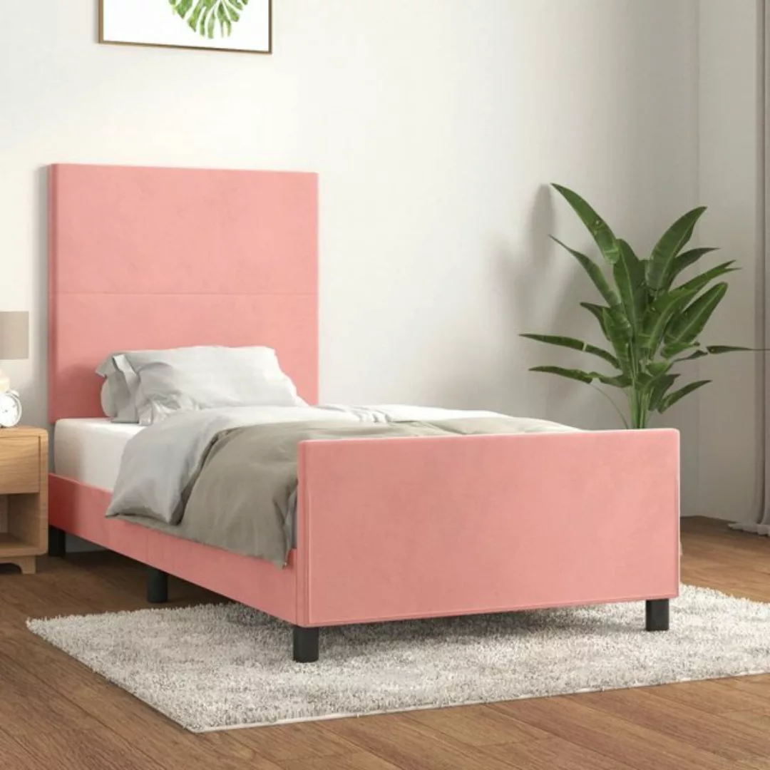 vidaXL Bett Bettgestell mit Kopfteil Rosa 80x200 cm Samt günstig online kaufen