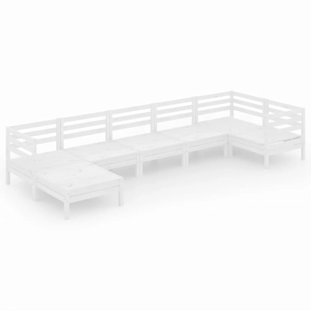 7-tlg. Garten-lounge-set Massivholz Kiefer Weiß günstig online kaufen