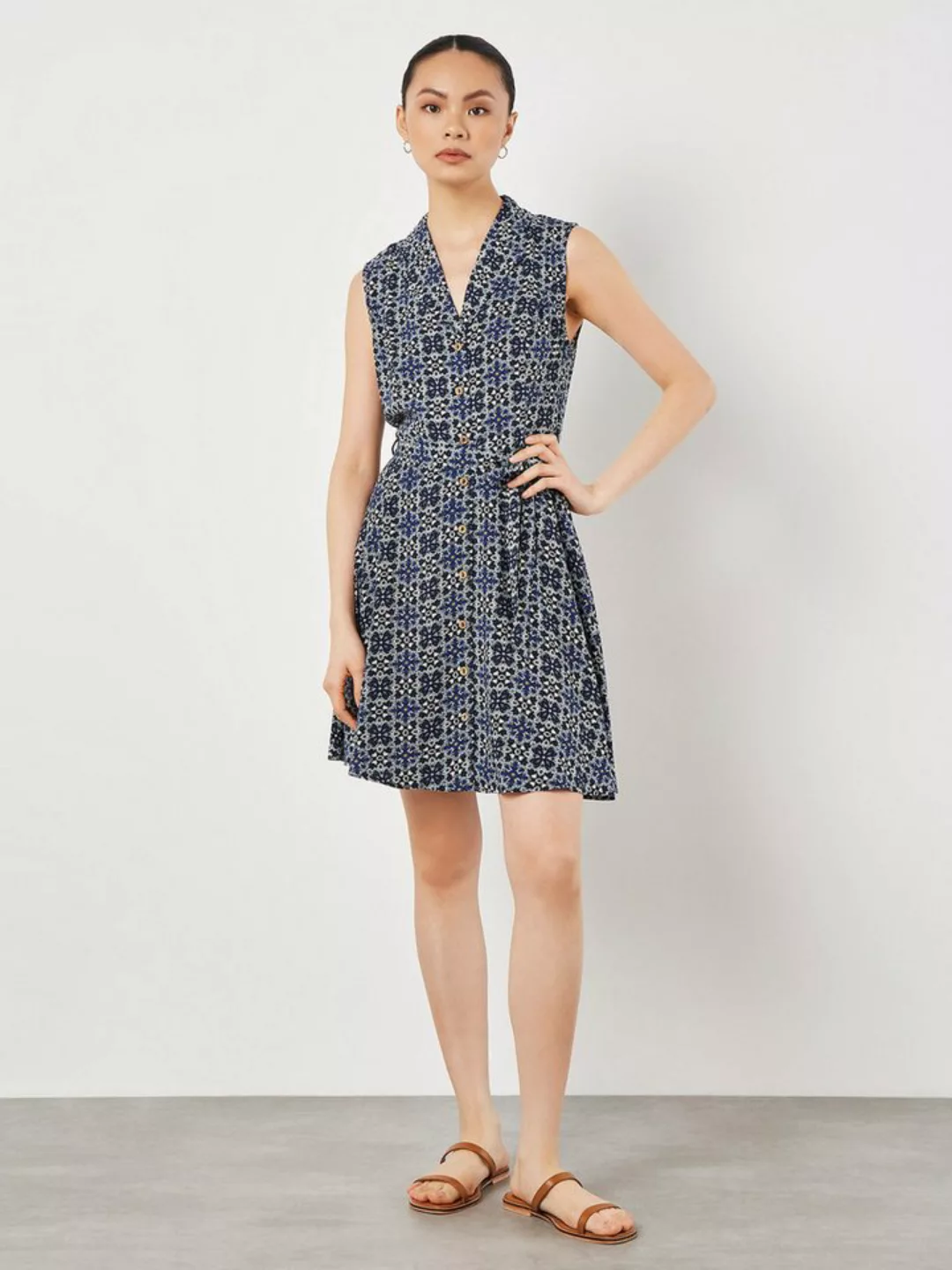 Apricot Sommerkleid gemustert, Decorative buttons günstig online kaufen