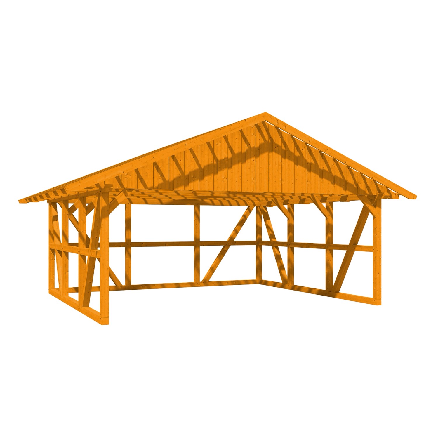 Skan Holz Carport Schwarzwald m. Dachlattung u. Rückwand 684 x 600 cm Eiche günstig online kaufen