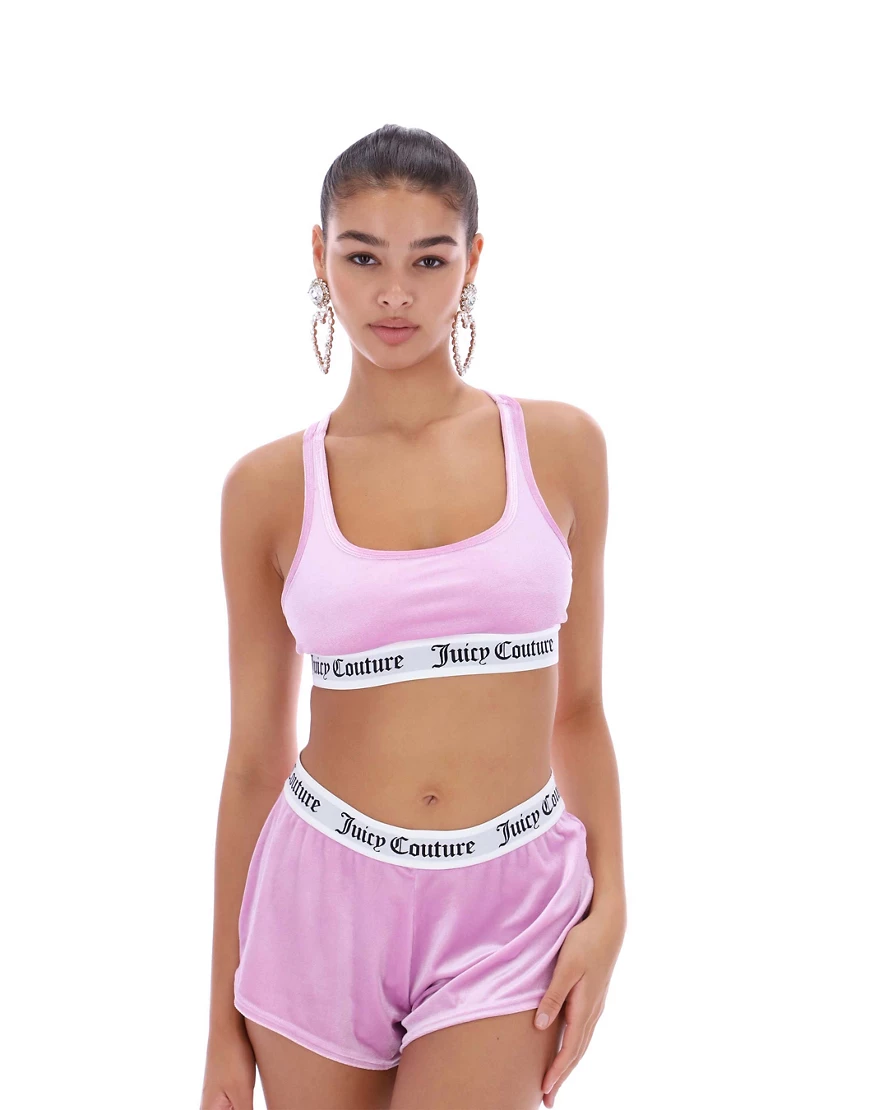 Juicy Couture – Bustier aus rosa Samt mit Ringerrücken, Kombiteil günstig online kaufen