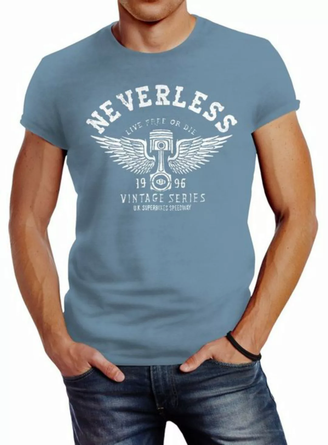 Neverless Print-Shirt Herren T-Shirt Biker Motorrad Motorblock Engine Flüge günstig online kaufen