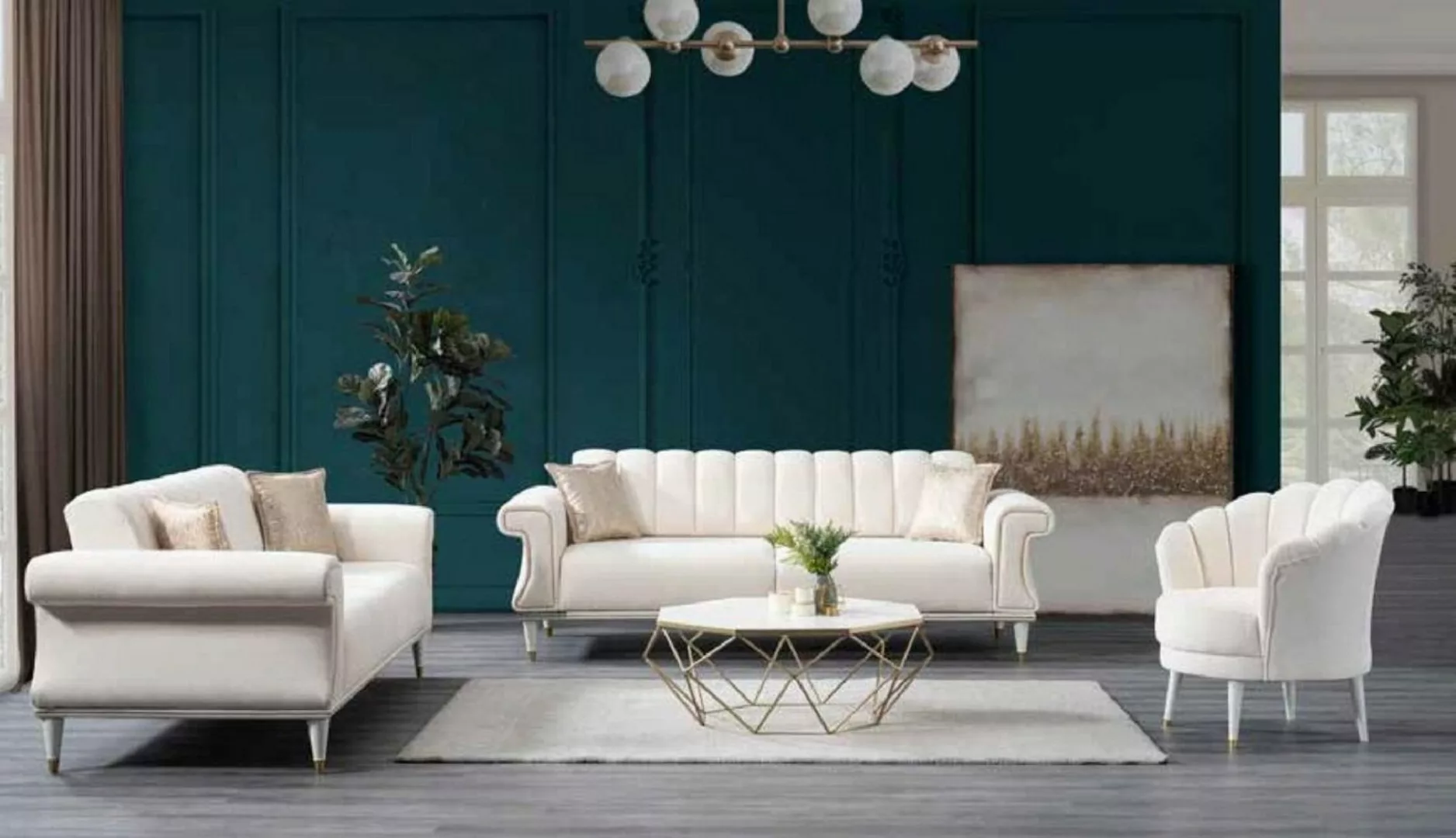 JVmoebel 2-Sitzer Weißer Wohnzimmer Zweisitzer Luxus Sofas Moderne Stil Cou günstig online kaufen