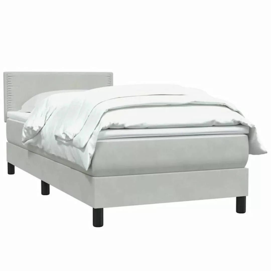 vidaXL Bett Boxspringbett mit Matratze Hellgrau 100x210 cm Samt günstig online kaufen