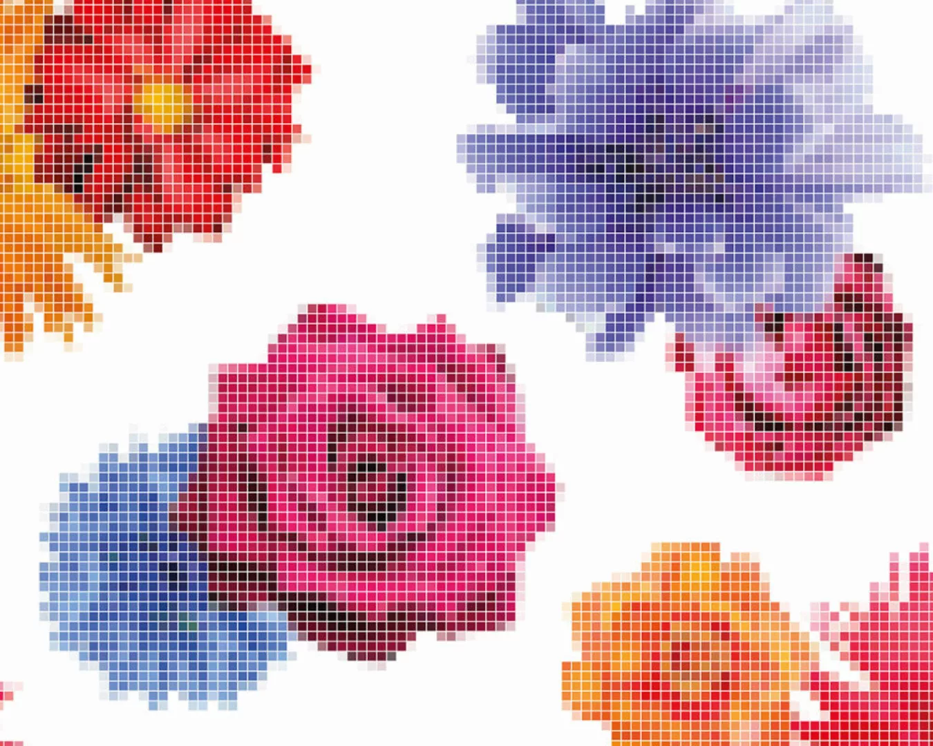 Fototapete "Pixelblumen" 4,00x2,50 m / Glattvlies Perlmutt günstig online kaufen