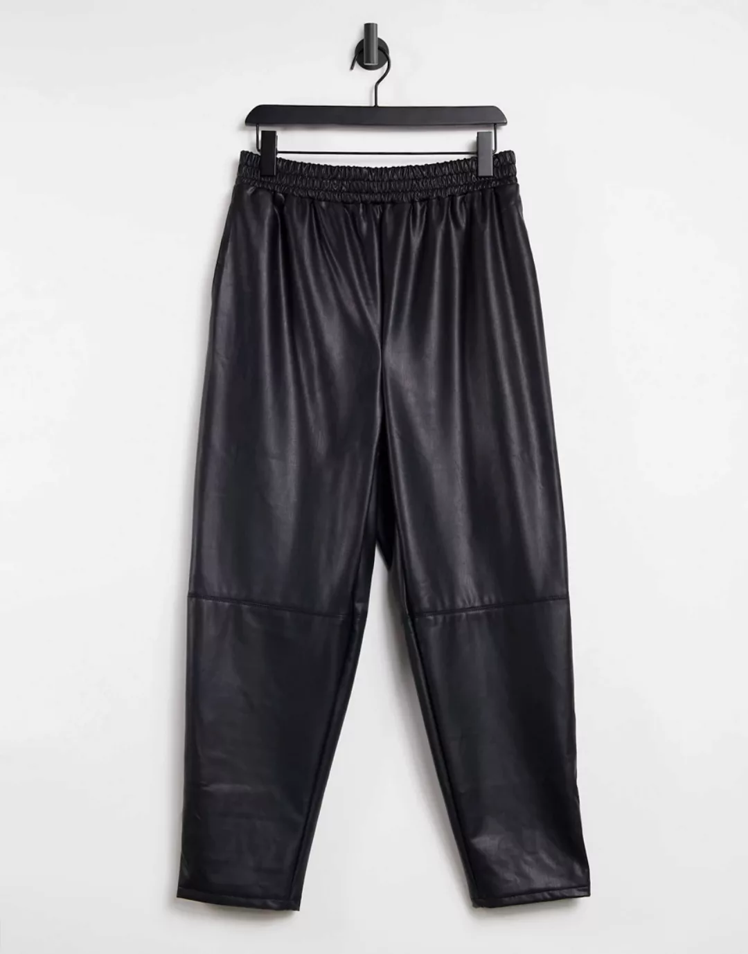 ASOS DESIGN – Jogginghose im Leder-Look-Schwarz günstig online kaufen