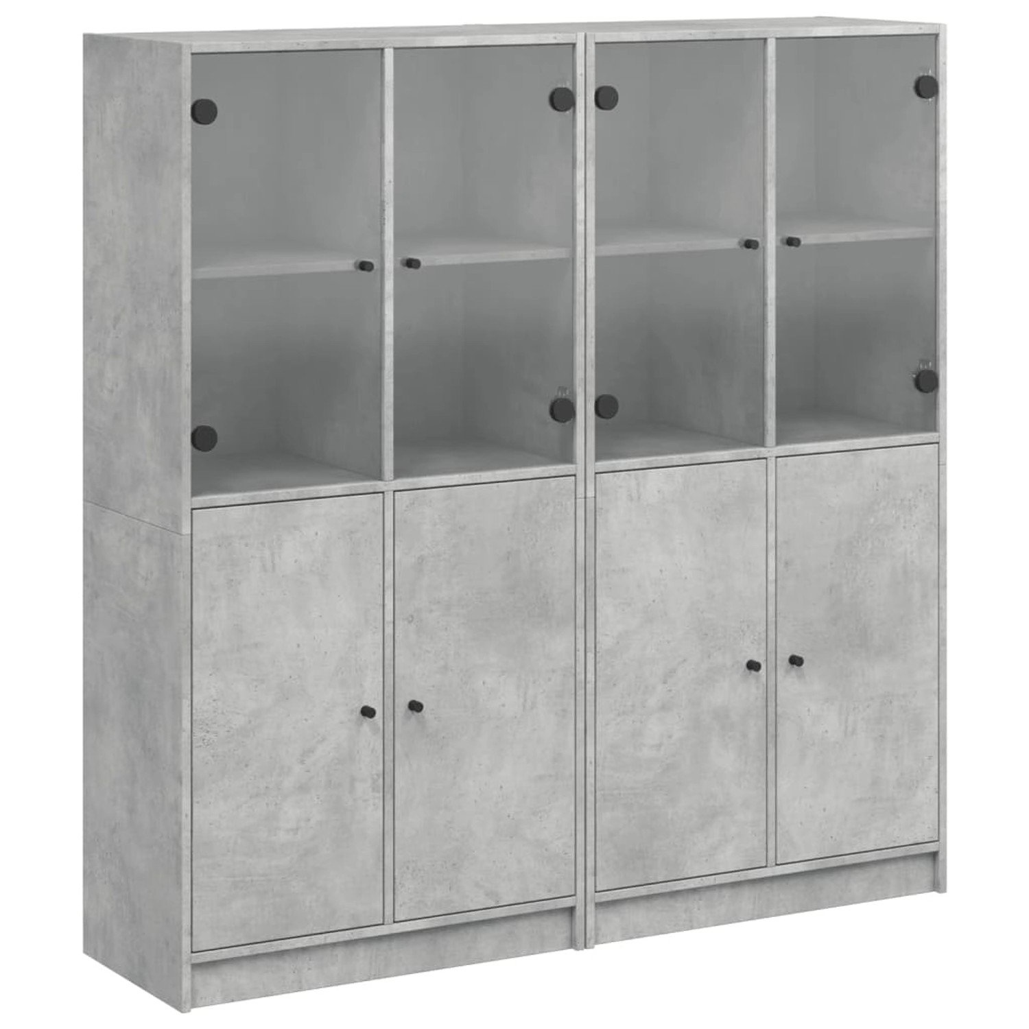 vidaXL Bücherschrank mit Türen 136x37x142 cm Holzwerkstoff Betongrau günstig online kaufen