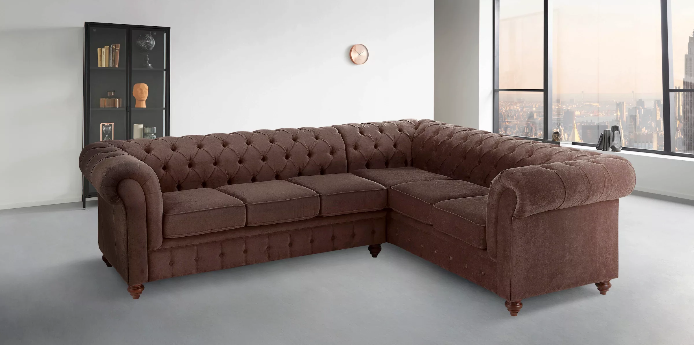 Home affaire Chesterfield-Sofa »Chesterfield Ecksofa, auch in Leder L-Form« günstig online kaufen