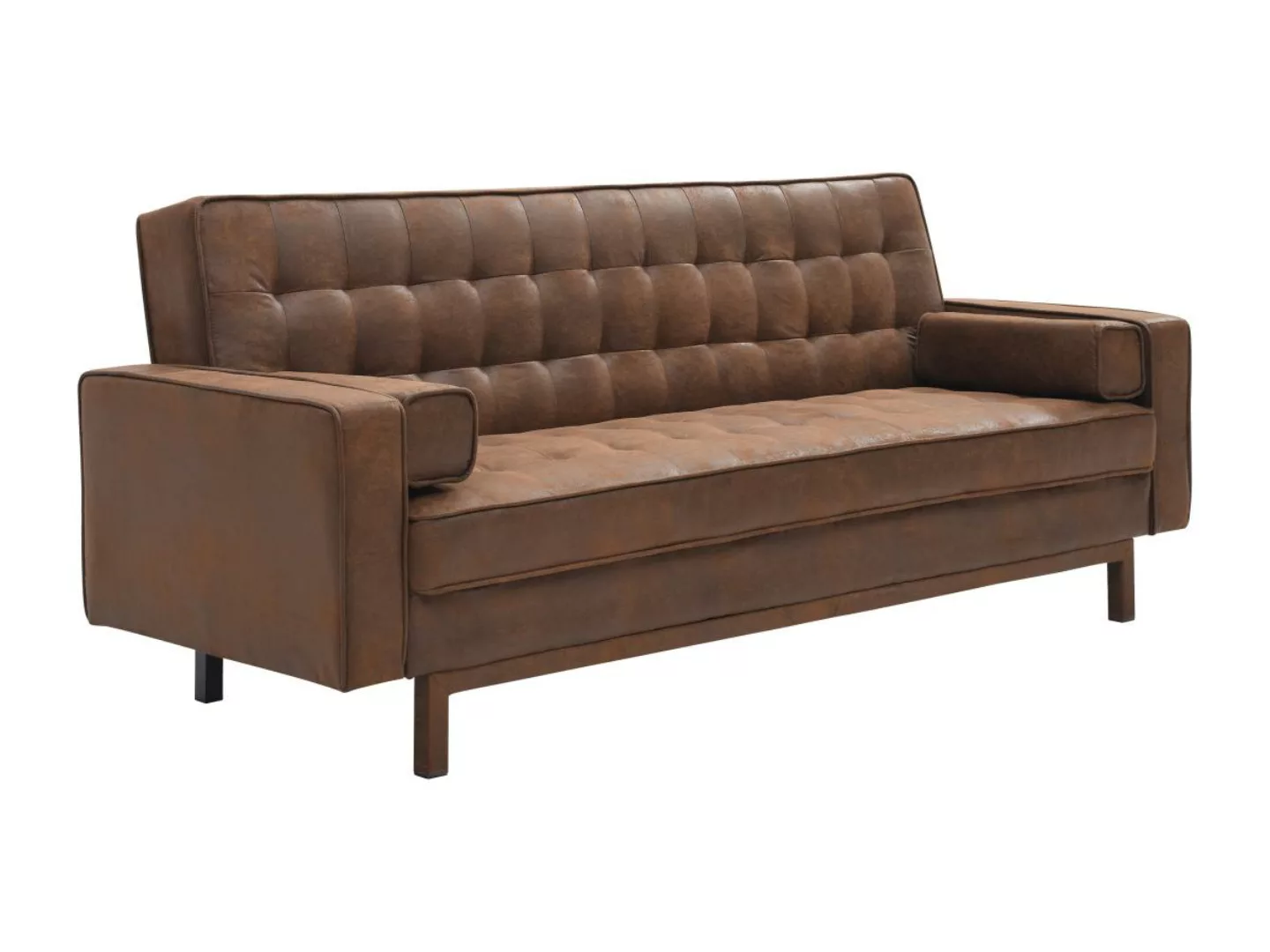 Schlafsofa Klappsofa - Microfaser - Vintage-Optik - Braun - ELEANOR II günstig online kaufen