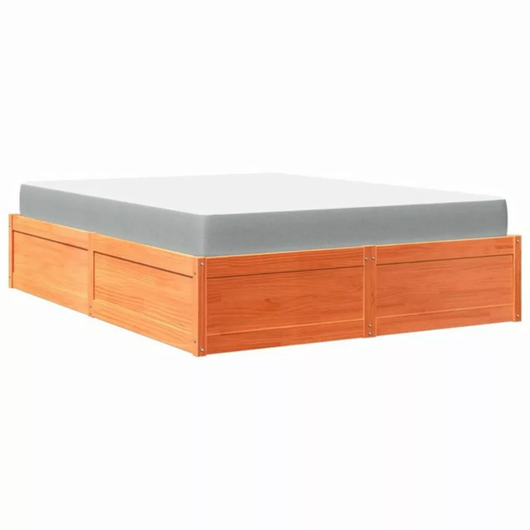 vidaXL Bett Bett mit Matratze Wachsbraun 140x200 cm Massivholz Kiefer günstig online kaufen