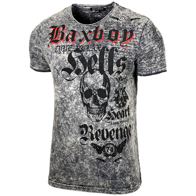 Baxboy T-Shirt Baxboy T-Shirt Oil Washed Totenkopf mit All-Over Print günstig online kaufen