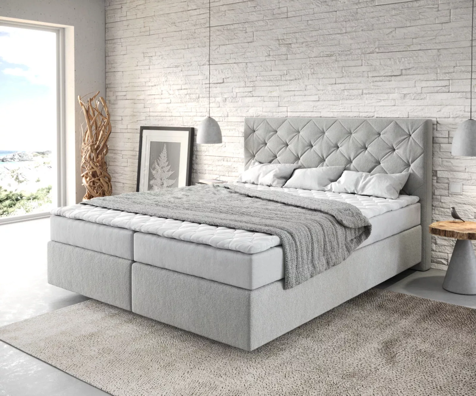 DELIFE Boxspringbett Dream-Great, Mikrofaser Silbergrau 160x200 cm mit Matr günstig online kaufen