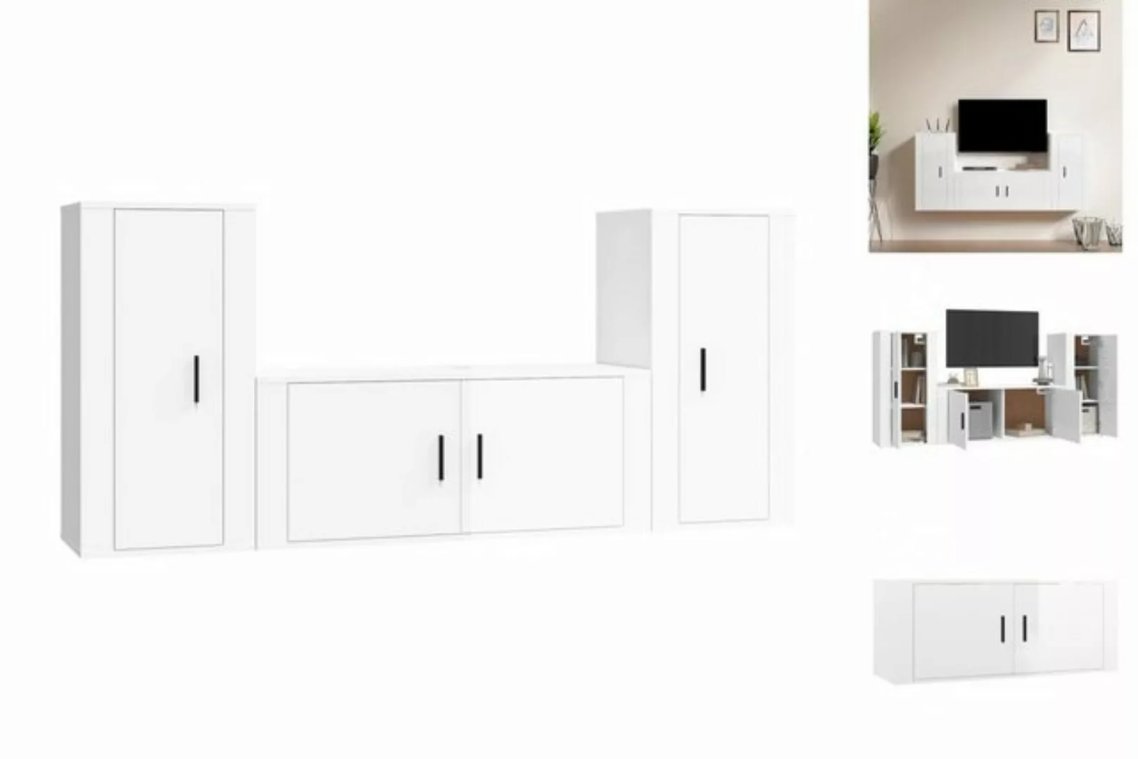 Vidaxl 3-tlg. Tv-schrank-set Hochglanz-weiß Holzwerkstoff günstig online kaufen