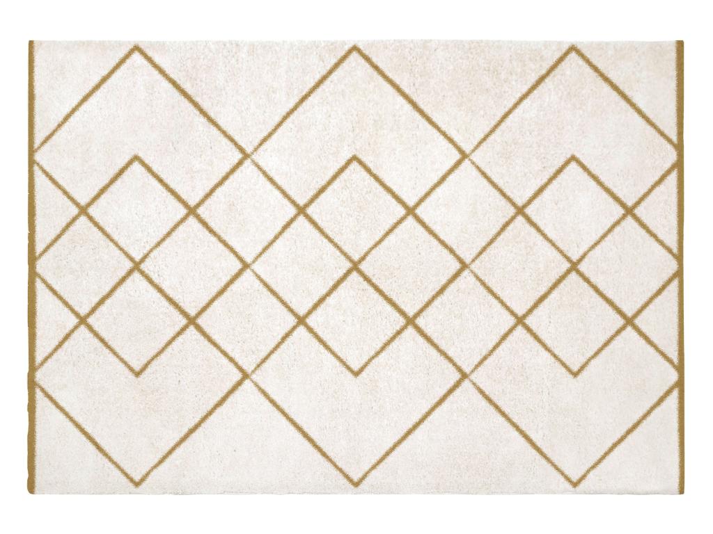 Hochflorteppich Berber - 160 x 230 cm - Weiß & Goldfarben - PRYSMI günstig online kaufen