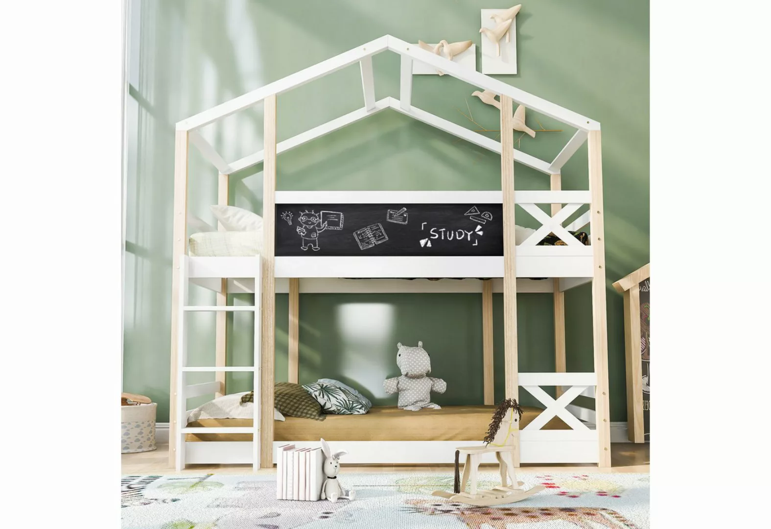 OKWISH Etagenbett Kinderbett Baumhaus (Hochbett für Kinder– 2x Lattenrost- günstig online kaufen