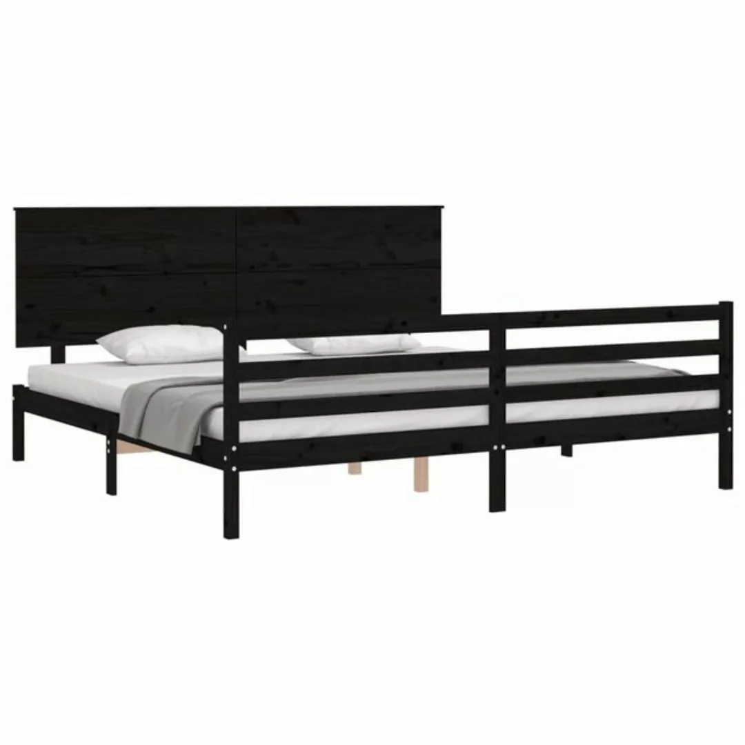 furnicato Bettgestell Massivholzbett mit Kopfteil Schwarz 200x200 cm (1-tlg günstig online kaufen