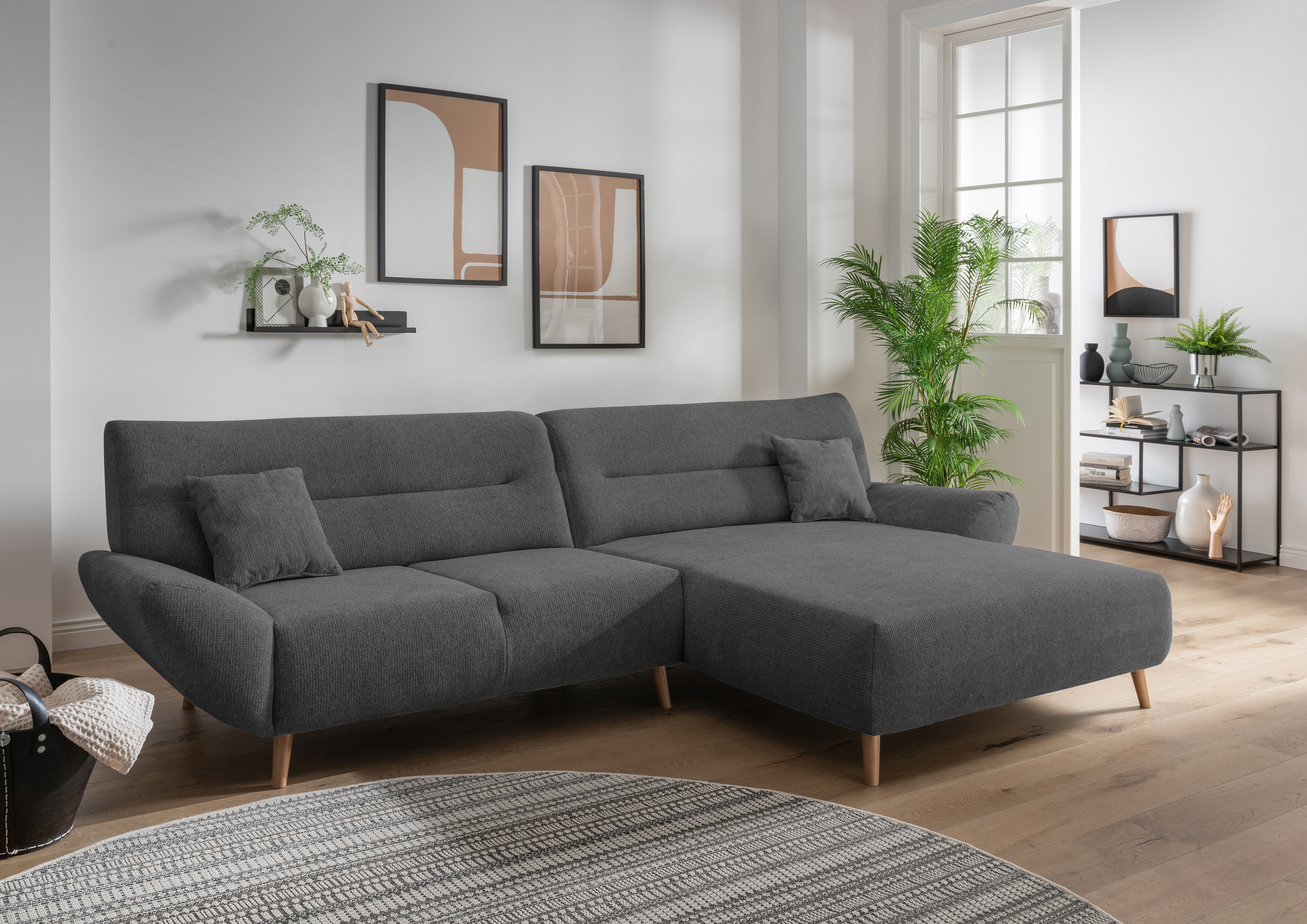 INOSIGN Ecksofa »Drago, elegant und zeitlos, komfortabel, Holzfuß, L-Form«, günstig online kaufen