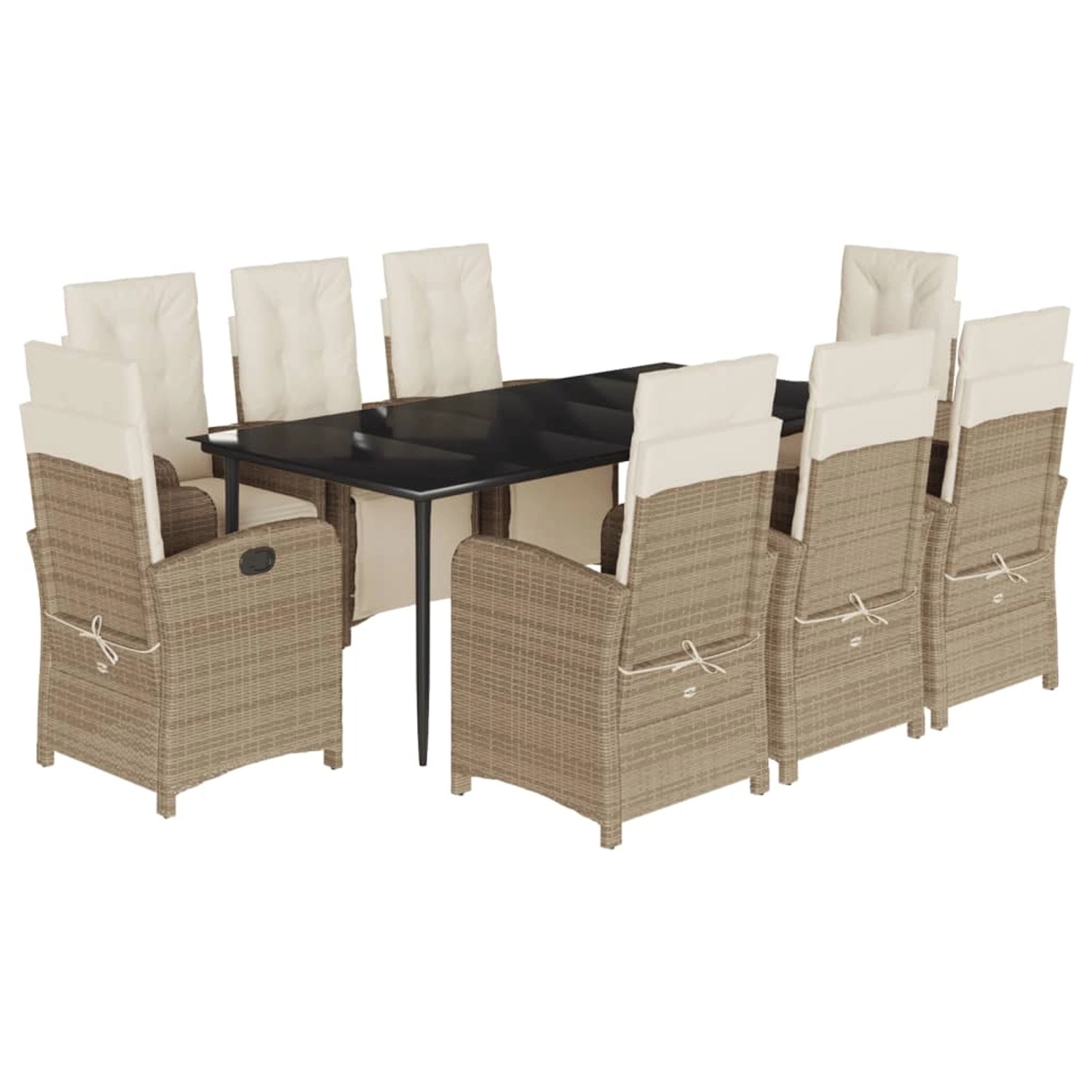 vidaXL 9-Tlg Garten-Essgruppe mit Kissen Beige Poly Rattan 3212576 günstig online kaufen