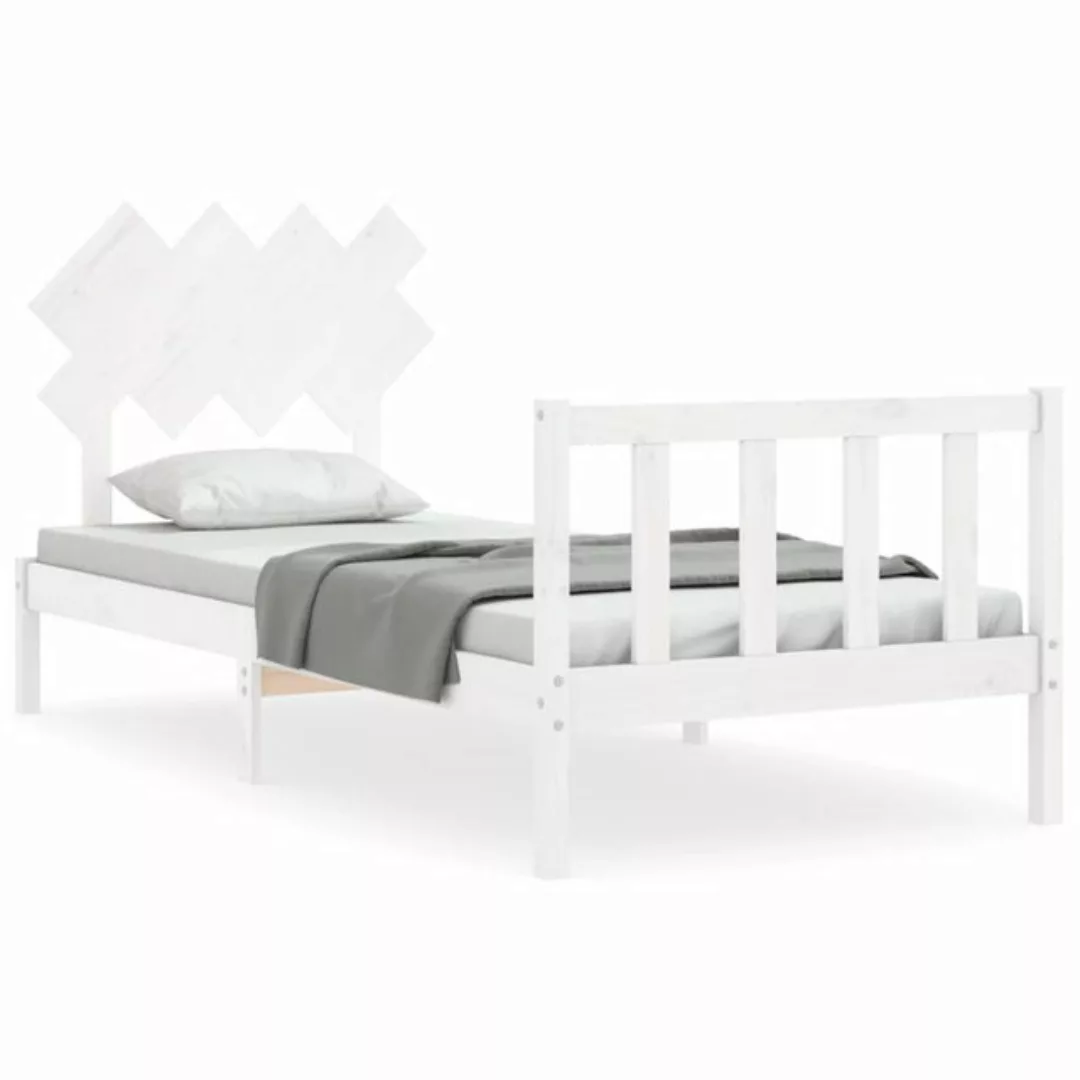 vidaXL Bett Massivholzbett ohne Matratze Weiß 90x200 cm Kiefernholz günstig online kaufen