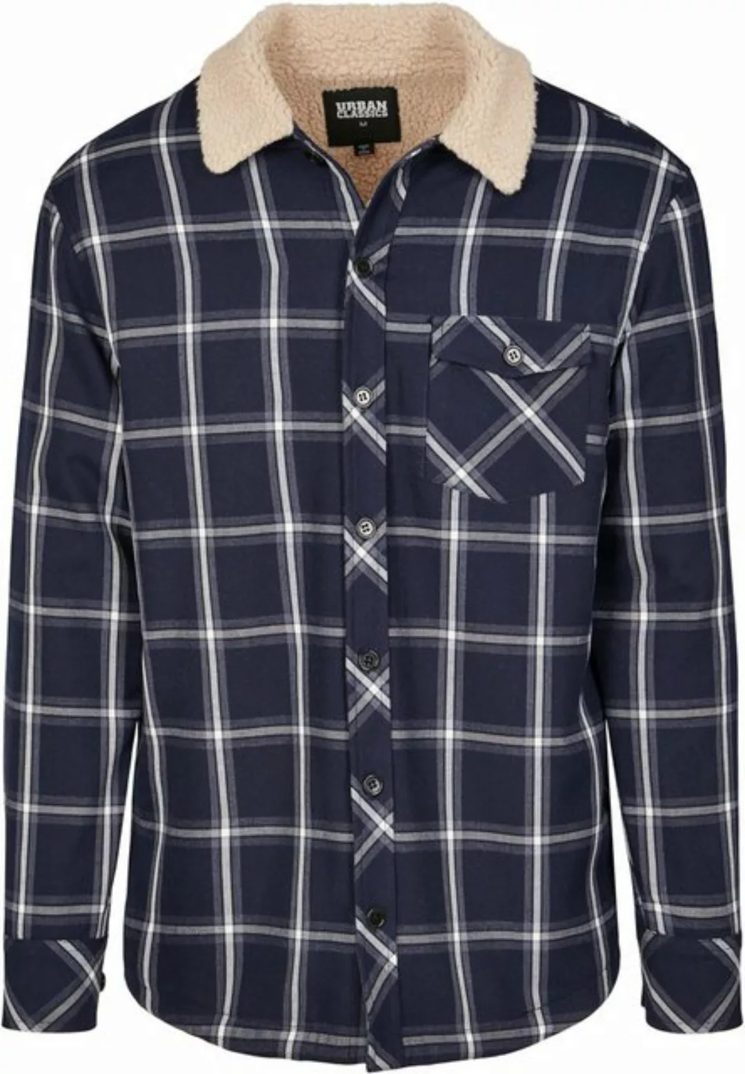 URBAN CLASSICS Langarmhemd Herren Sherpa Lined Shirt Jacket (1-tlg) günstig online kaufen