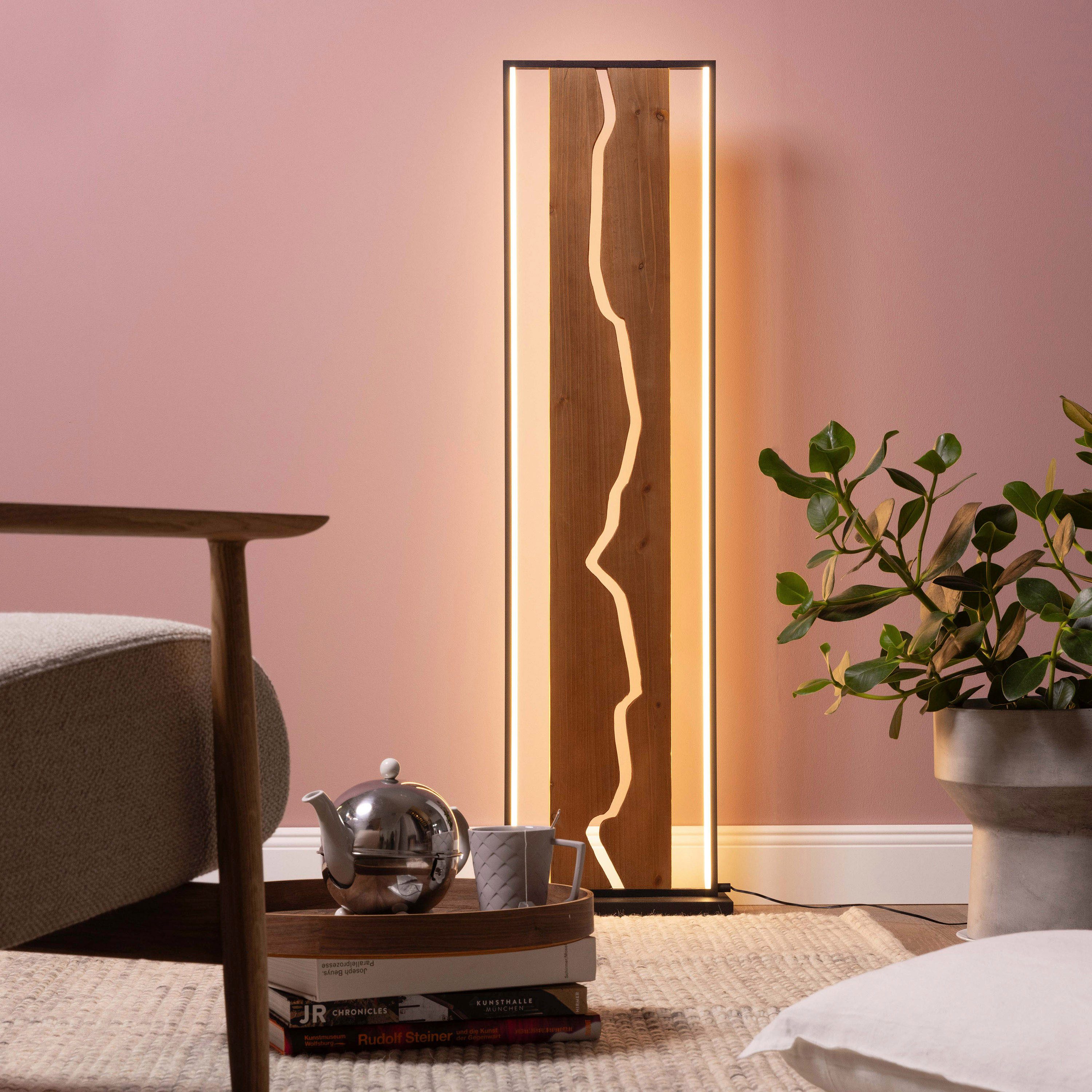 LED Stehleuchte Thunder in Schwarz und Braun 18W 2300lm günstig online kaufen