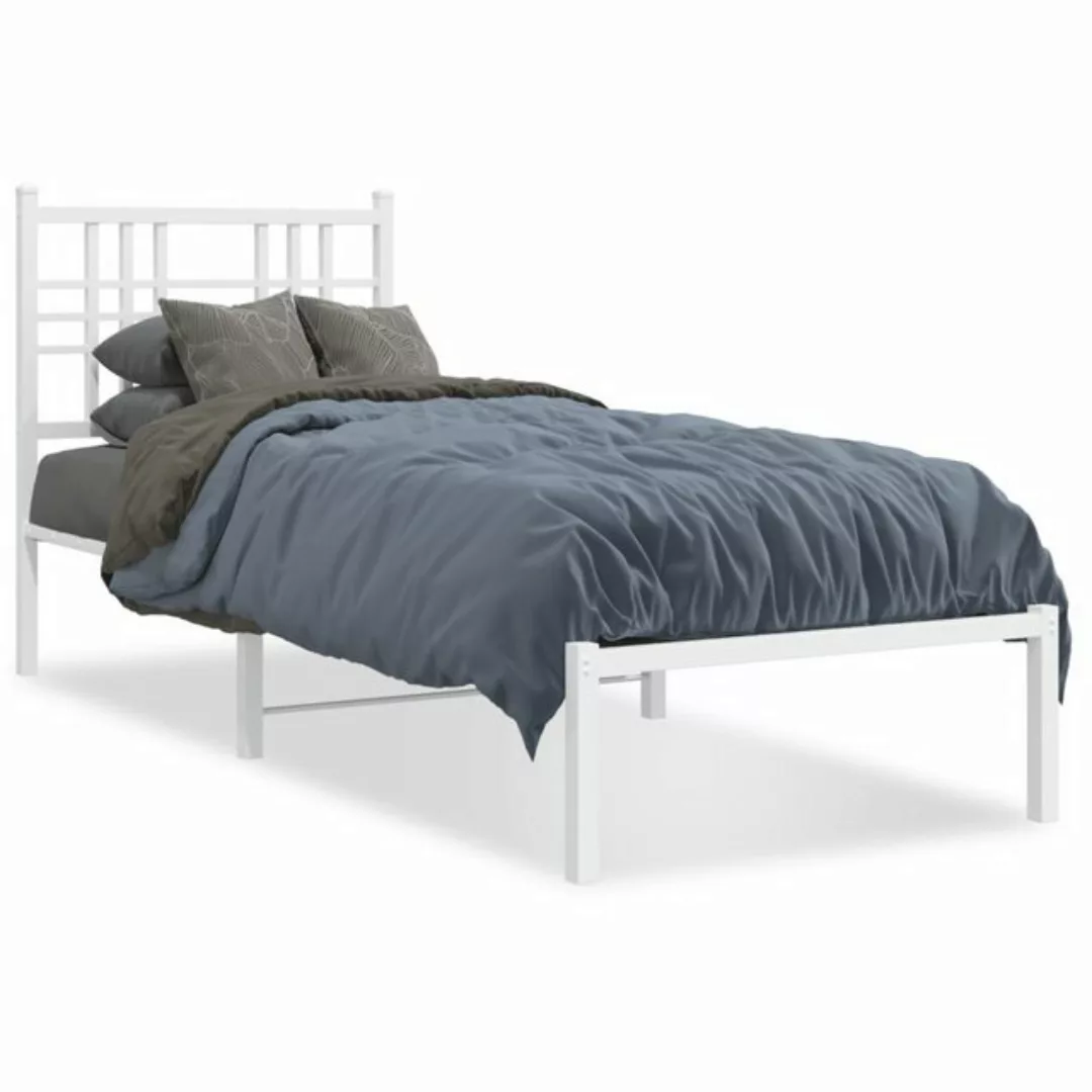 vidaXL Bett Metallbett ohne Matratze mit Kopfteil Weiß 75x190 cm günstig online kaufen