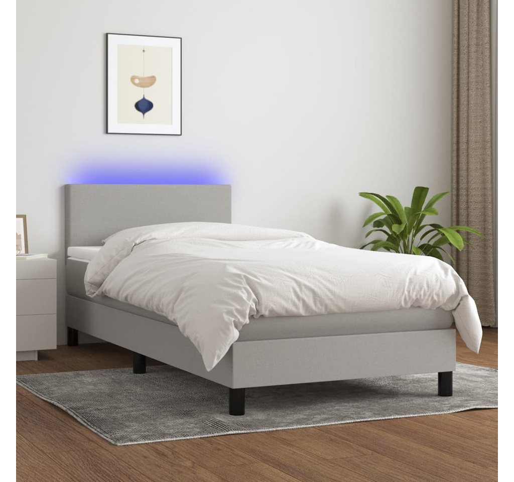 vidaXL Boxspringbett Boxspringbett mit Matratze LED Hellgrau 100x200 cm Sto günstig online kaufen