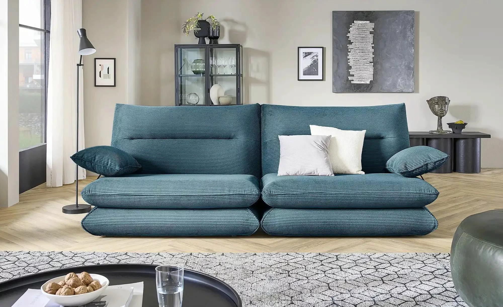 smart 3-sitzer Sofa  Ellen ¦ türkis/petrol ¦ Maße (cm): B: 244 H: 89 T: 108 günstig online kaufen