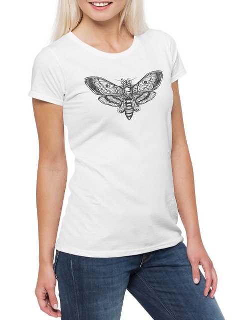 Urban Backwoods Print-Shirt Death Moth Damen T-Shirt Motte Dead Skelett Ske günstig online kaufen