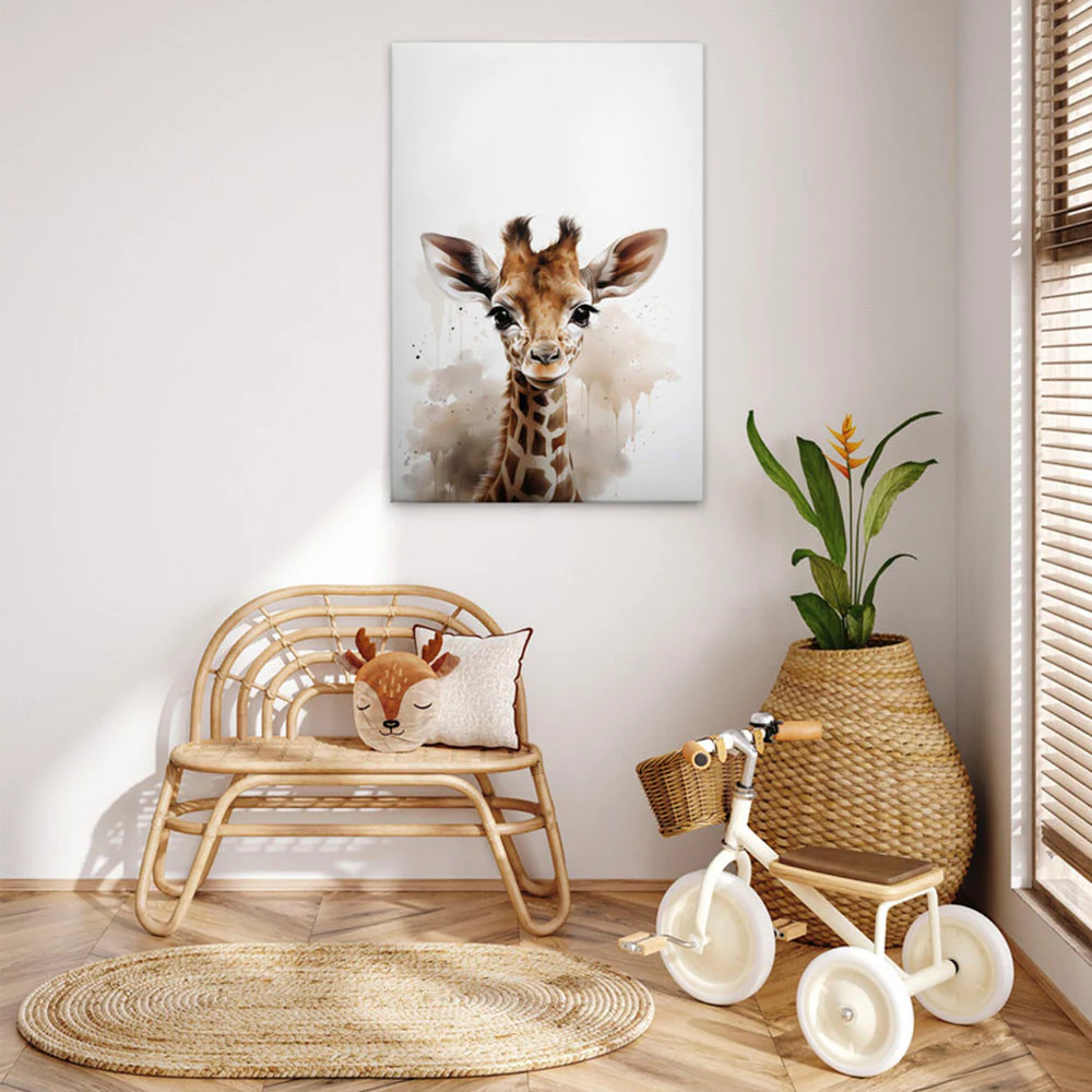 A.S. Création Leinwandbild "Baby Giraffe - Wandbild Weiß Braun Beige Keilra günstig online kaufen