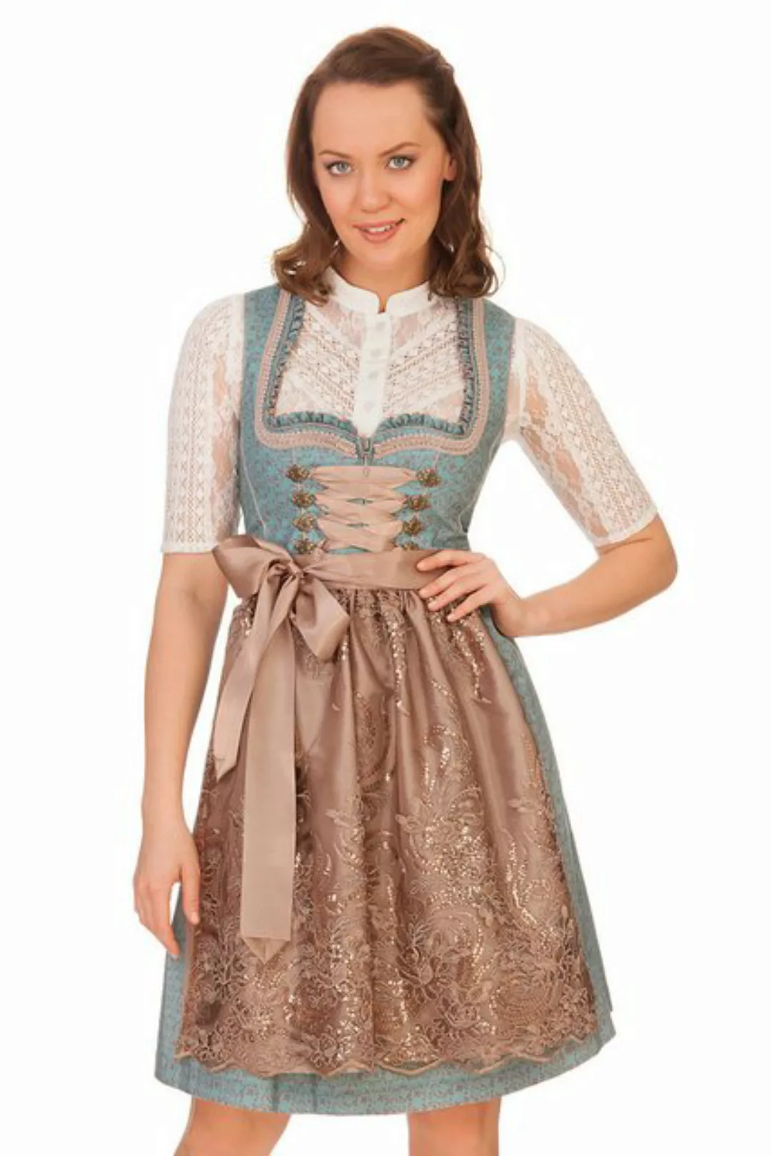 MarJo Dirndl Midi Dirndl 2tlg. - FLANA - türkis günstig online kaufen