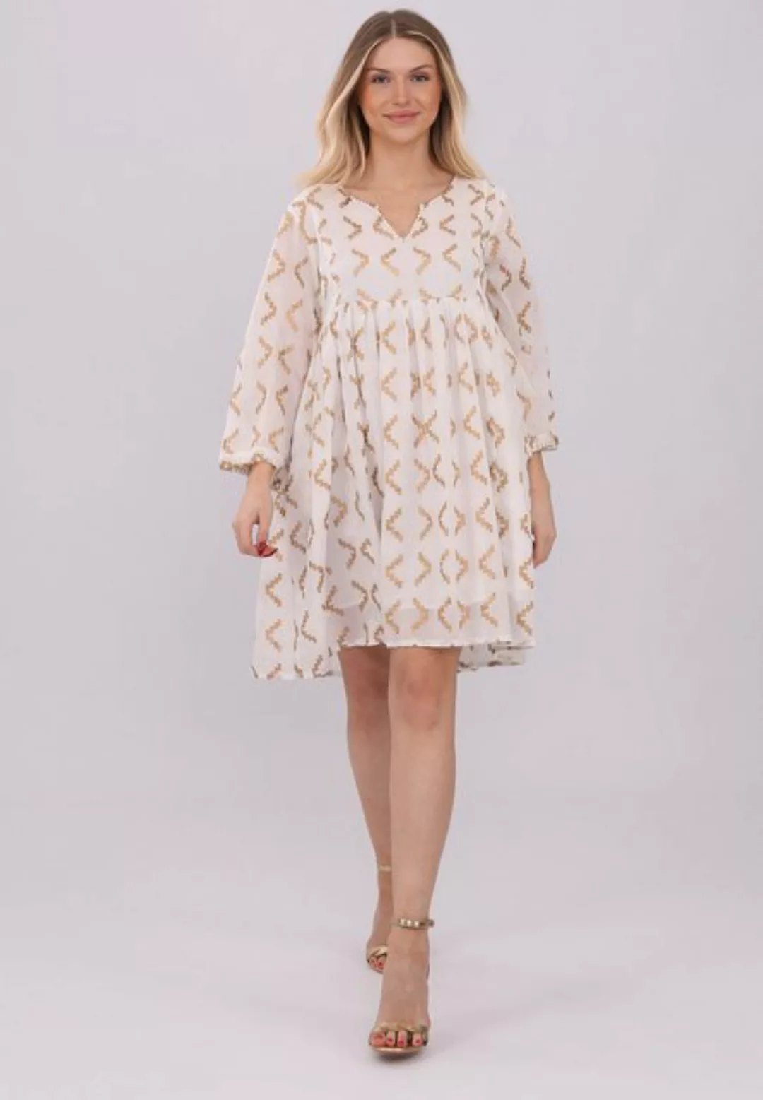YC Fashion & Style Minikleid Sommerkleid mit Goldschimmer – Elegantes Party günstig online kaufen