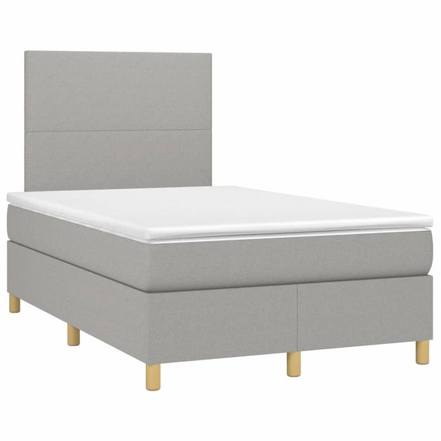 vidaXL Bett Boxspringbett mit Matratze & LED Hellgrau 120x190 cm Stoff günstig online kaufen