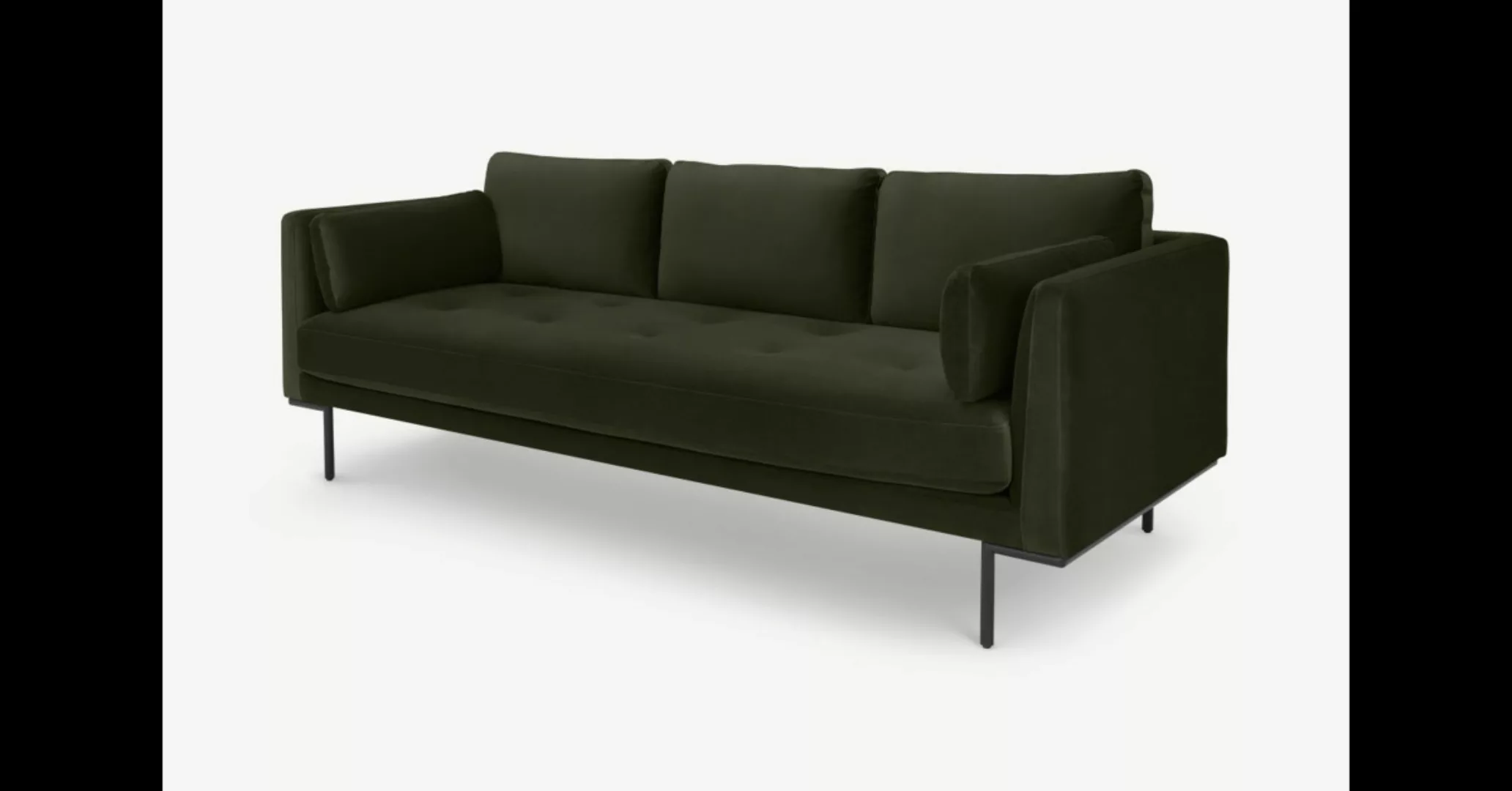 Harlow 3-Sitzer Sofa, Samt in Dunkeloliv - MADE.com günstig online kaufen