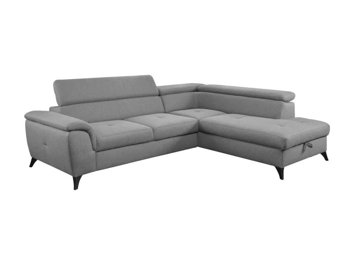 Ecksofa mit Schlaffunktion - Ecke rechts - Stoff - Grau - BORTIGALI günstig online kaufen