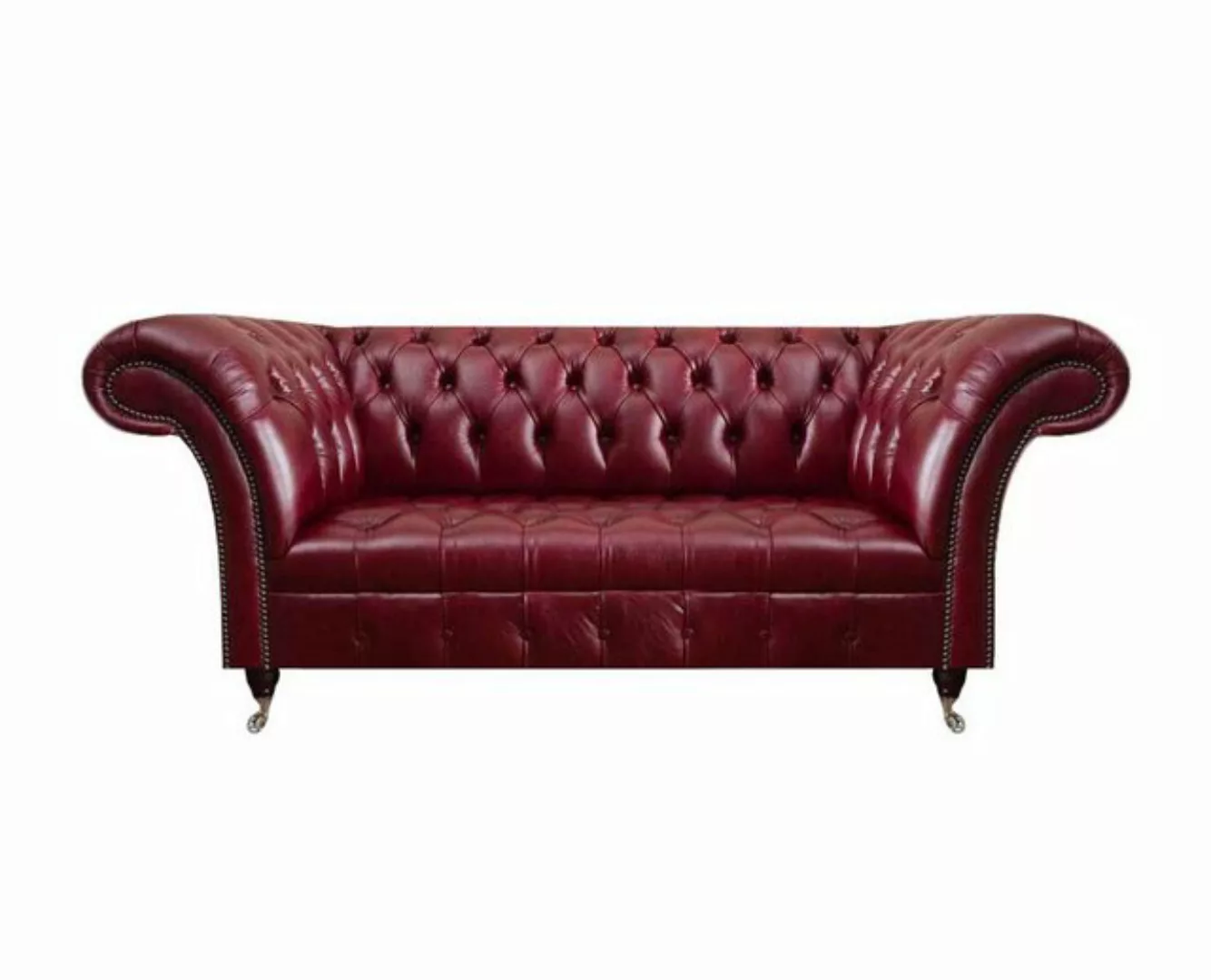 JVmoebel Chesterfield-Sofa Wohnzimmer Roter Leder Chesterfield Zweisitzer P günstig online kaufen