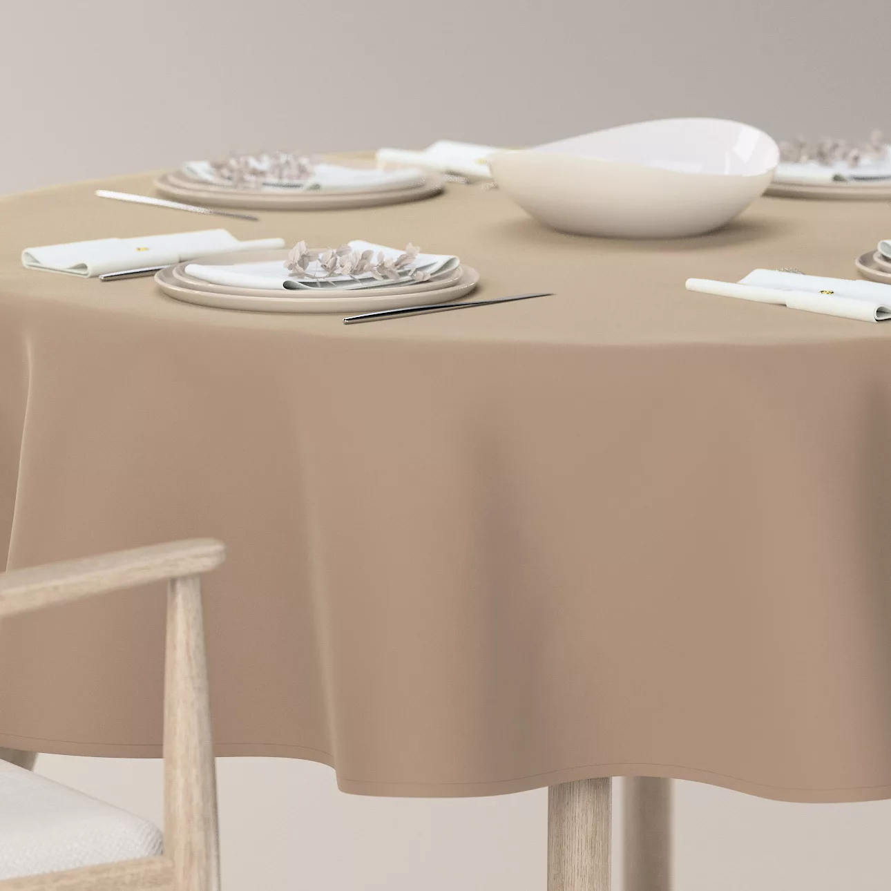 Runde Tischdecke, beige, Velvet (704-35) günstig online kaufen