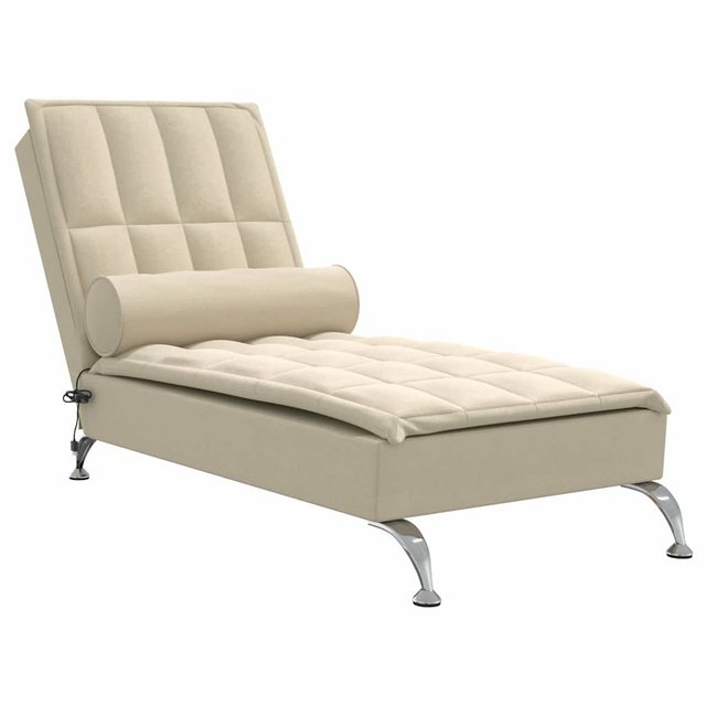 vidaXL Chaiselongue, Massage-Chaiselongue mit Nackenrolle Creme Stoff günstig online kaufen