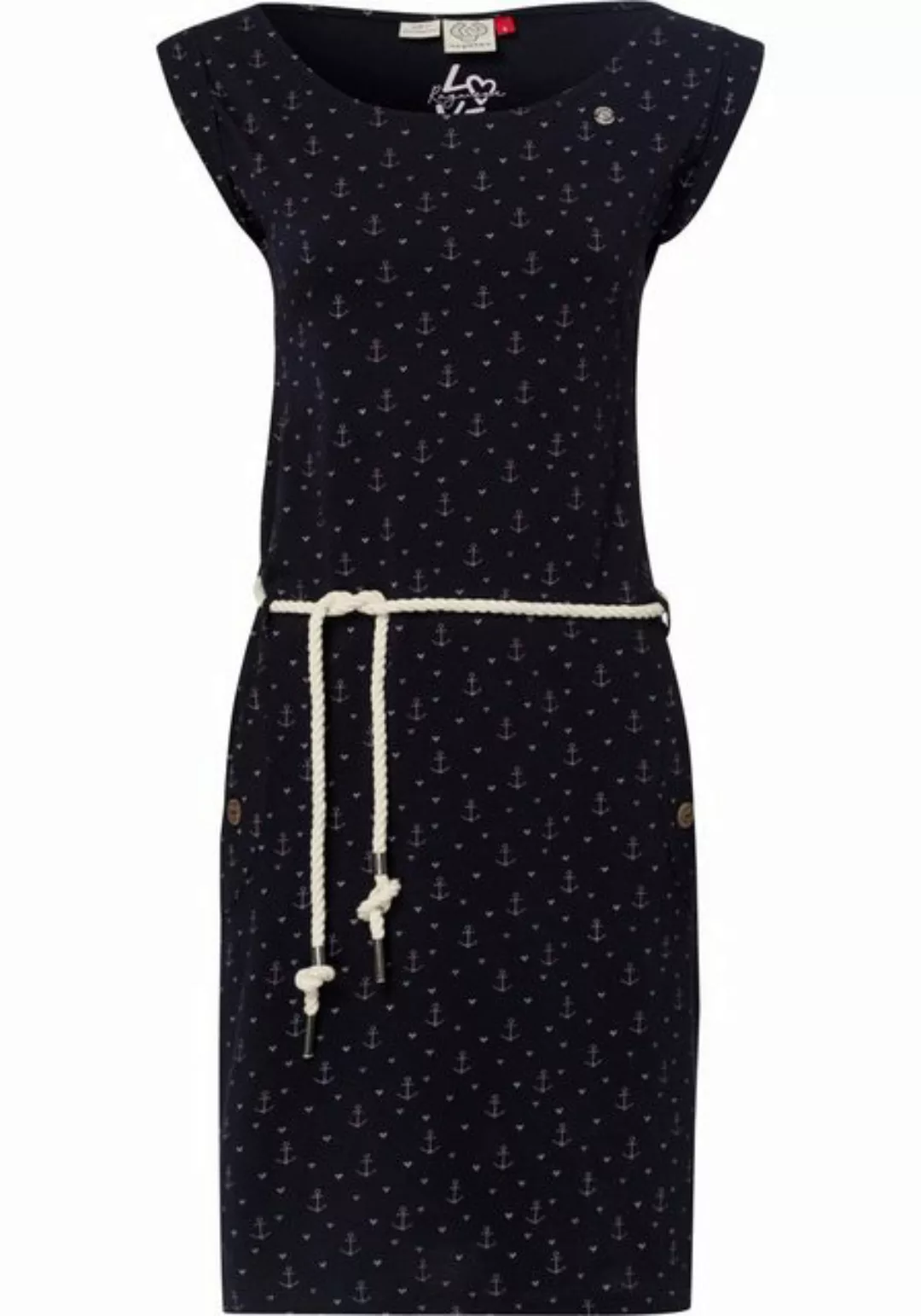 Ragwear Jerseykleid TAGG MARINA (2-tlg., mit Bindegürtel) mit Allover Anker günstig online kaufen