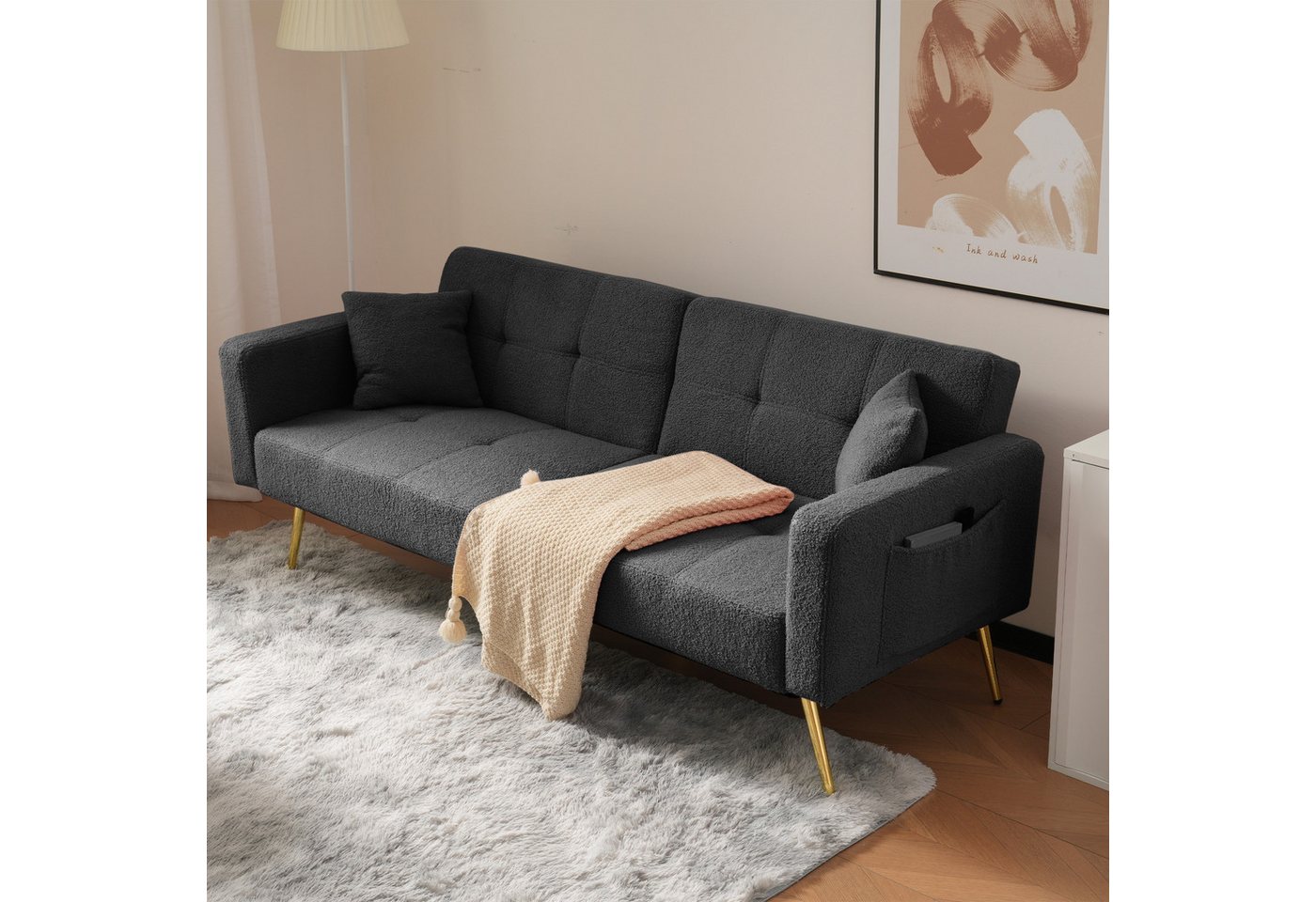 OKWISH Schlafsofa mit Bettfunktion, Bettsofa,Klappsofa,Gästebett, verstellb günstig online kaufen