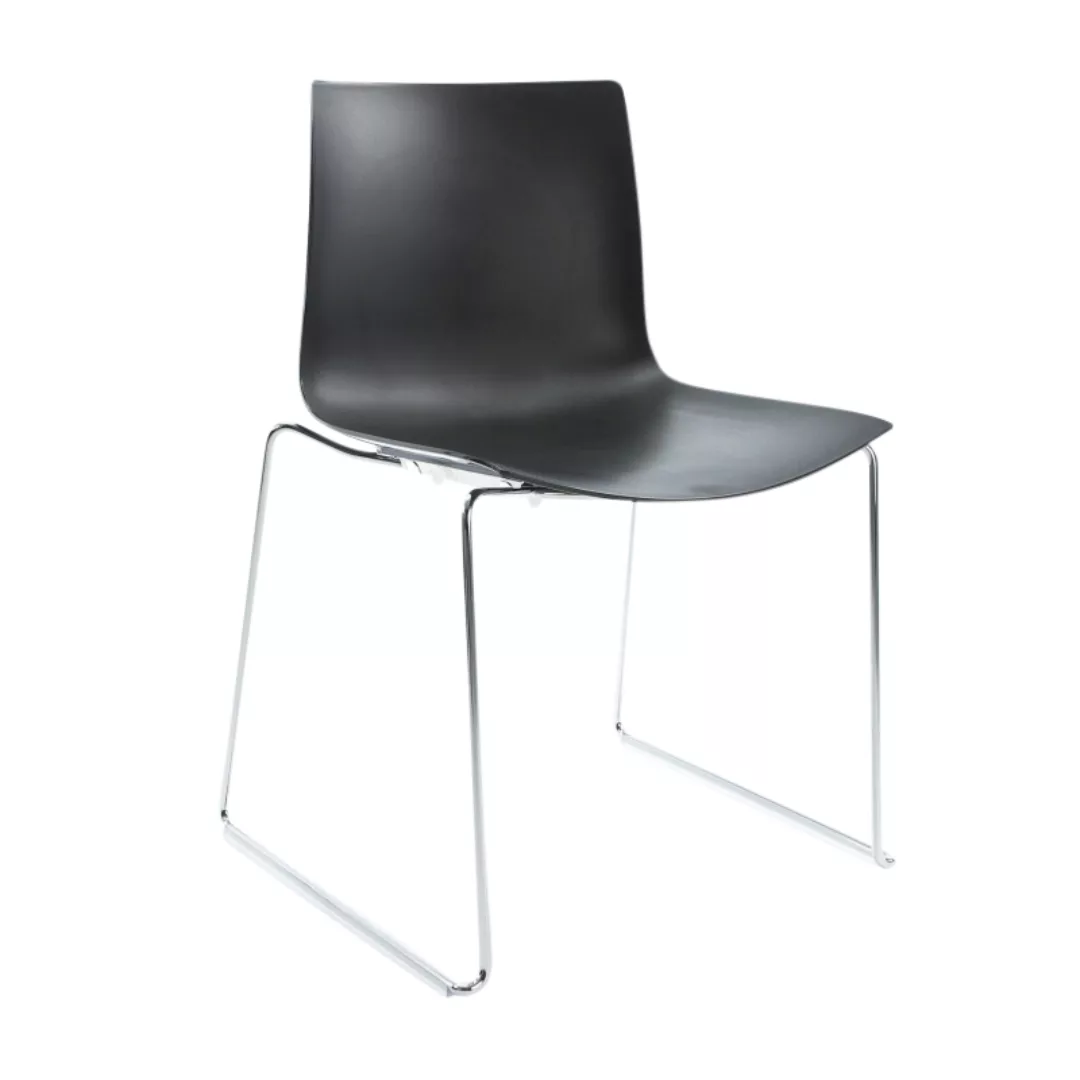Arper - Catifa 46 0278 Stuhl einfarbig Kufe Chrom - schwarz/Außenschale glä günstig online kaufen
