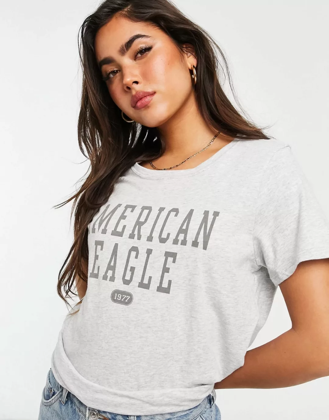 American Eagle – Klassisches T-Shirt in Grau günstig online kaufen
