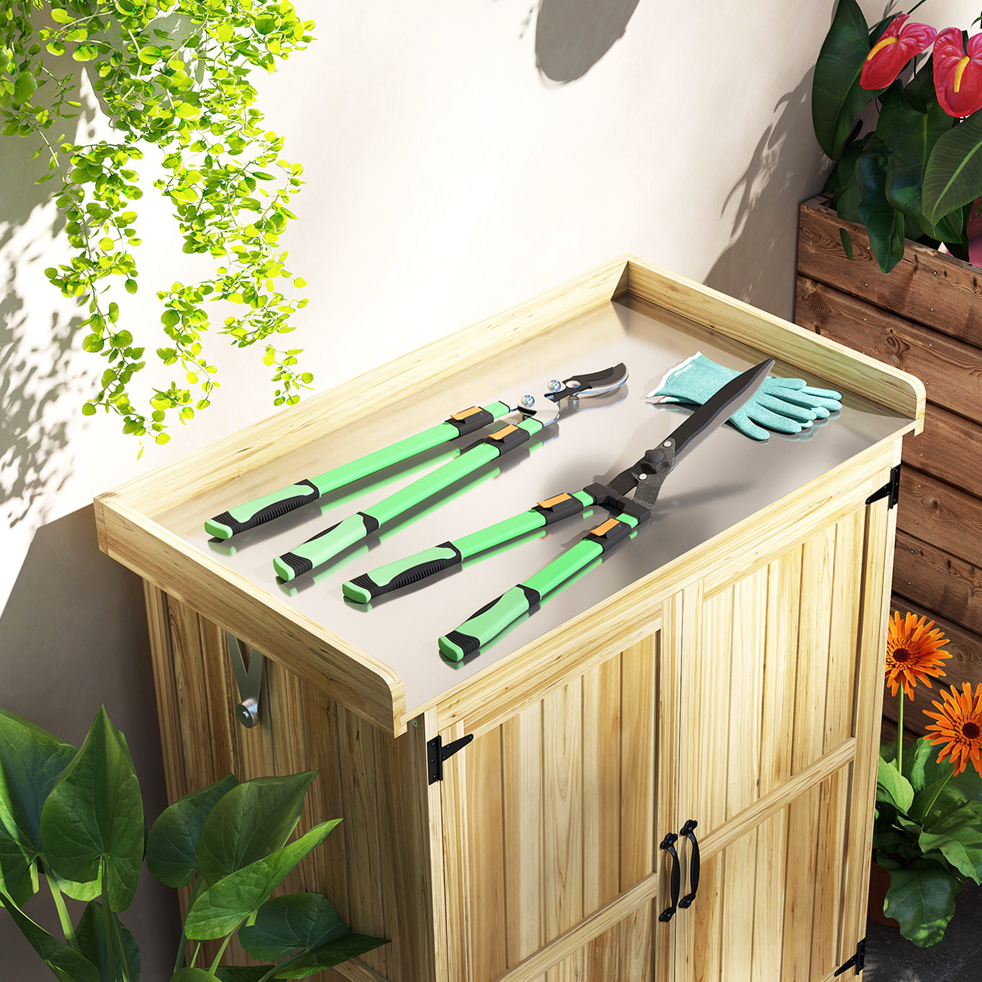 Outsunny Heckenschere Set 2-teilig Gartenschere Messerlänge 90 cm Astschere günstig online kaufen