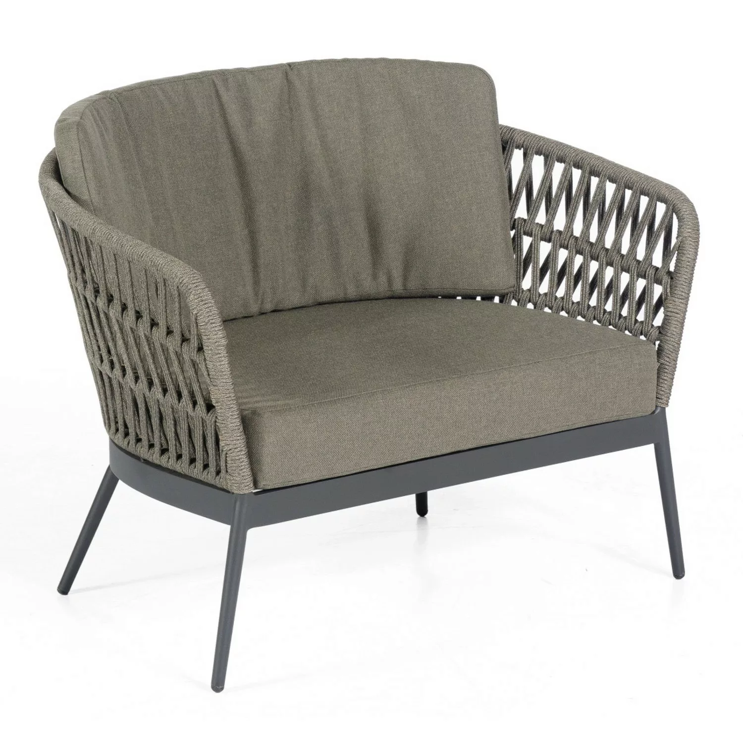 Natur24 Advokat Sessel Aluminium/Polyrope Dunkelgrau mit Kissen 100x75x75cm günstig online kaufen