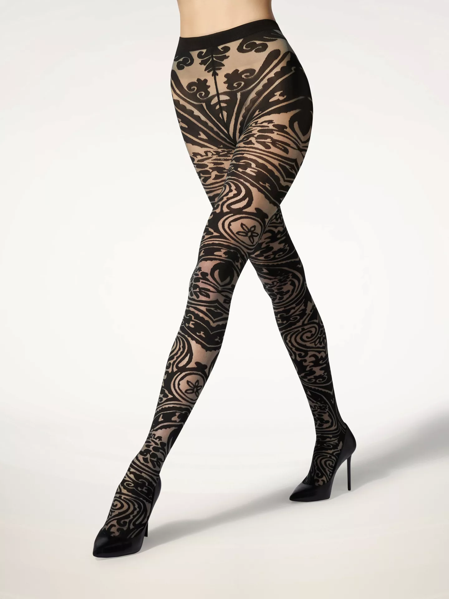 Wolford - Paisley Tattoo Tights, Frau, grey/black, Größe: XS günstig online kaufen